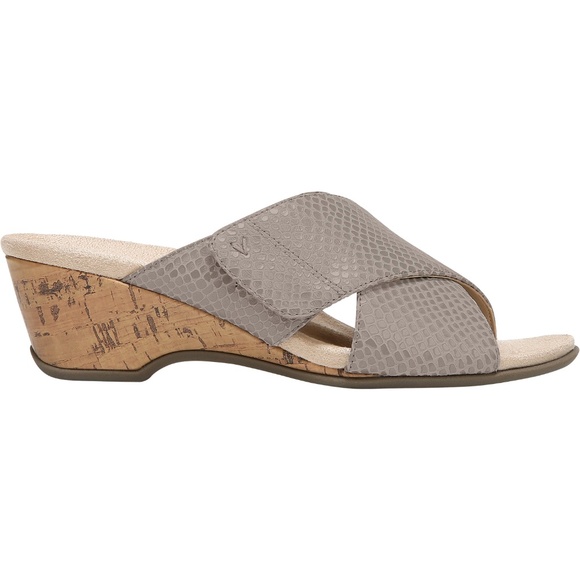 Vionic Cork Wedge 2” Heel Sandals Lizard Gray Size 8 - Picture 2 of 10